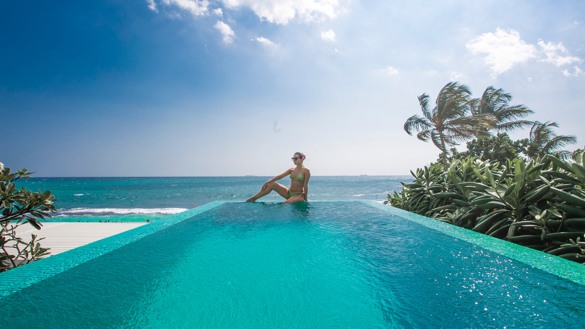 Infinity pool and views at The Fortress Resort & Spa